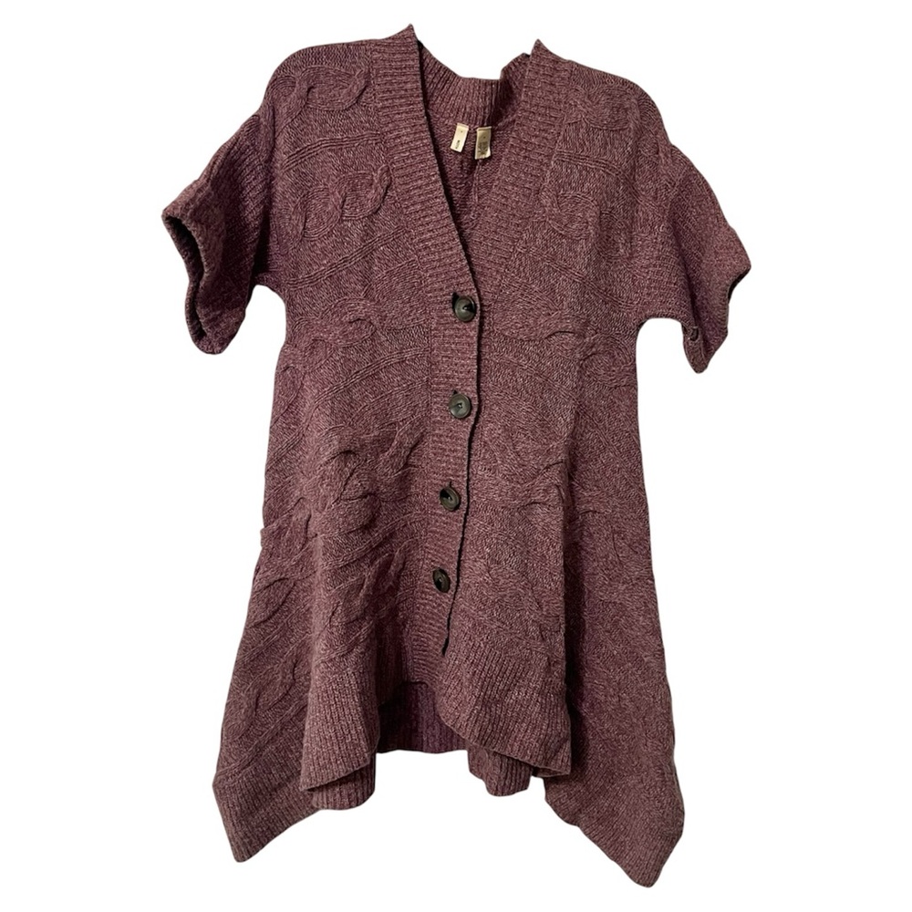 Moth by Anthropologie Chunky Cardigan Short Sleeve Cable Knit Sweater Size M